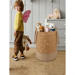 Kuber Industries Brown 2 Pieces Floral Printed Foldable Laundry Bags 45L Each-picture-28