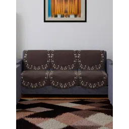 Kuber Industries Brown 6 Pcs Embroidered Velvet 5 Seater Ultra Sonic Slip Sofa Covers-picture-15