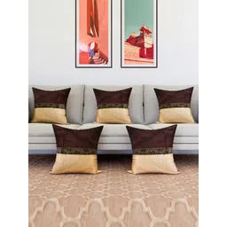 Kuber Industries Brown & Beige 5 Pieces Cushion Covers-image-16