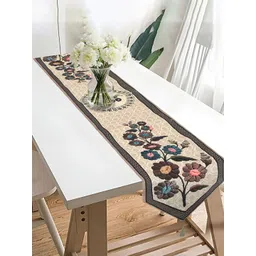 Kuber Industries Brown & Beige Textured 6 Seater Dining Table Runner-picture-43