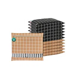 Kuber Industries Brown and Black 12 Pieces Checked Cotton Drawer Organisers-image-8