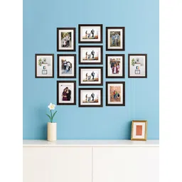 Kuber Industries Brown & Black 12 Pieces Wooden Wall Photo Frames-picture-38