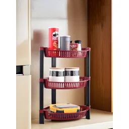 Kuber Industries Brown & Black 3 Tier Folding Fruit & Vegetable Basket Stand-picture-20