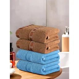 Kuber Industries Brown & Blue 4 Pieces Anti Bacterial 225 GSM Cotton Face Towels-picture-25