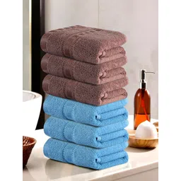 Kuber Industries Brown & Blue 6 Pieces Cotton Highly Absorbent 225 GSM Face Towel-picture-26