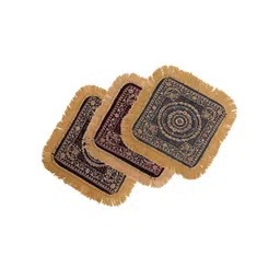 Kuber Industries Brown & Grey 3 Pieces Printed Velvet Pooja Mats-picture-20