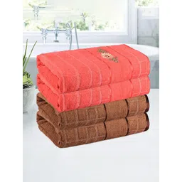 Kuber Industries Brown & Orange 4 Pieces Striped 250 GSM Bath Towels-picture-11