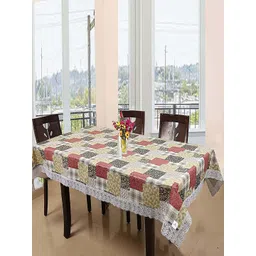 Kuber Industries Brown & Red 6-Seater Rectangular Table Cover-picture-23