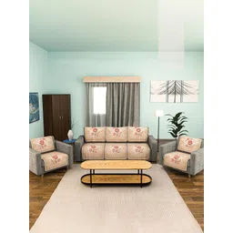 Kuber Industries Brown & Red Printed Cotton Sofa Cover-picture-26