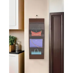 Kuber Industries Brown & Transparent Hanging Purse Organiser-picture-15