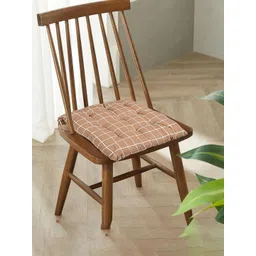 Kuber Industries Brown & White 2 Pieces Checked Cotton Chair Pads-picture-18