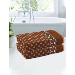 Kuber Industries Brown & White 2 Pieces Printed Cotton 150 GSM Bath Towel-picture-41