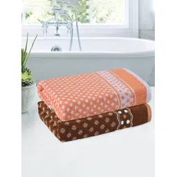 Kuber Industries Brown & White 2 Pieces Printed Cotton 150 GSM Bath Towels-picture-38