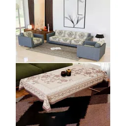 Kuber Industries Brown & White 4 Pieces Printed Cotton Sofa Covers-picture-34