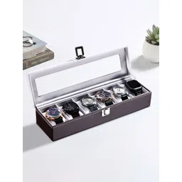 Kuber Industries Brown & White 6-Slot Watch Organizer-picture-27