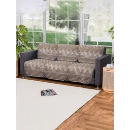 Kuber Industries Brown & White Set Of 2 Floral Printed 3 Seater Sofa Covers-picture-39