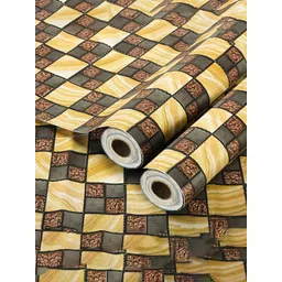 Kuber Industries Brown & Yellow 2 Pieces Waterproof & Self Adhesive Wall Stickers-picture-38