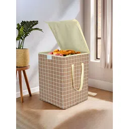 Kuber Industries Brown Checked Foldable LaundryBag75L-picture-47