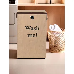 Kuber Industries Brown Printed Foldable Laundry Basket With Ring-image-36