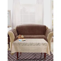 Kuber Industries Brown Self-Design 6-Seater Rectangular Table Cover-image-30