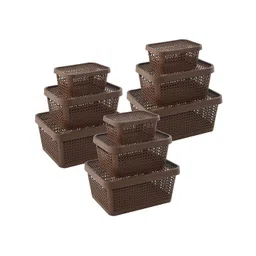 Kuber Industries Brown Set of 6 Regular Tote Basket Organisers-picture-15