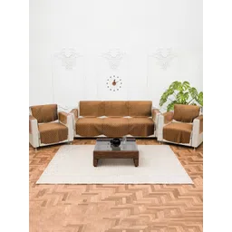 Kuber Industries Brown Solid Velvet Sofa Cover With Arms-picture-30