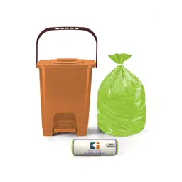 Kuber Industries Brown Square Pedal Dustbin With 1 Roll-10L-picture-34