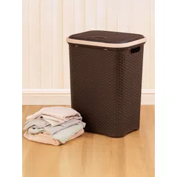 Kuber Industries Brown Woven-Designed Multipurpose Laundry Basket With Lid - 55 L-picture-20