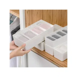 Kuber Industries Cloth Storage Box 4 Grid Drawer DividerWardrobe Organizer (White)-picture-27