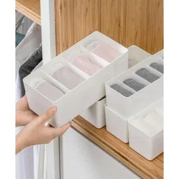 Kuber Industries Cloth Storage Box 4 GridDrawer Divider|Wardrobe Organizer For clothes (White)-picture-18