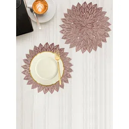 Kuber Industries Copper-Toned 2 Pieces Round Flower Bed Side Table Placemats-image-0
