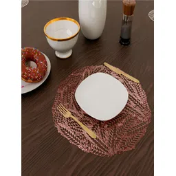 Kuber Industries Copper Toned 6 Pcs Leaf-Design Table Placemats-image-14