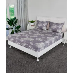 Kuber Industries Cotton Bedsheets for Double Bed with 2 Pillow Covers | Soft Fabric for Comfortable & Stylish Bedroom | Ideal for Home & Hotel Decor | Lotus Fabio -Grey & White-picture-12