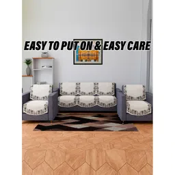 Kuber Industries Cream 6 Pcs Embroidered Velvet 5 Seater Ultra Sonic Slip Sofa Covers-picture-24