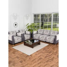 Kuber Industries Cream & Brown 16 Pieces Printed Cotton 5 Seater Sofa Cover With Arms-picture-19