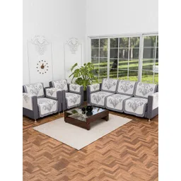 Kuber Industries Cream & Grey 16 Pieces 5 Seater Printed Cotton Sofa Cover With Arms-picture-18