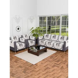 Kuber Industries Cream & Grey 16 Pieces Printed 5-Seater Velvet Sofa Covers-picture-10