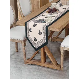 Kuber Industries Cream-Colored & Blue Floral Printed Pure Cotton Table Runner-picture-33