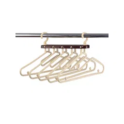 Kuber Industries Cream Colored & Brown 5 in 1 Foldable Cloth Hangers for Wardrobe-picture-16