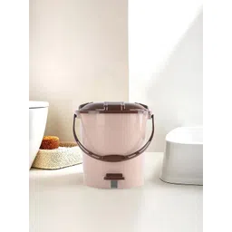 Kuber Industries Cream Colored & Brown Check Dhakkan Pedal Dustbin-picture-36