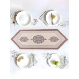 Kuber Industries Cream-Colored & Brown Floral Printed Pure Cotton Table Runner-picture-37