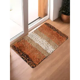 Kuber Industries Cream-Colored & Brown Patta Rainbow Design Microfibre Anti-Skid Doormat-picture-32