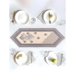 Kuber Industries Cream-Colored & Grey Floral Printed Pure Cotton Table Runner-picture-19