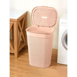 Kuber Industries Cream-Colored Woven-Designed Laundry Basket With Lid & Handle 55L-picture-21