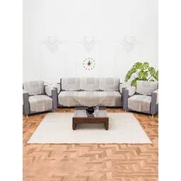 Kuber Industries Cream-Coloured 16 Pcs Floral Printed Cotton 5 Seater Sofa Cover With Arms-picture-27