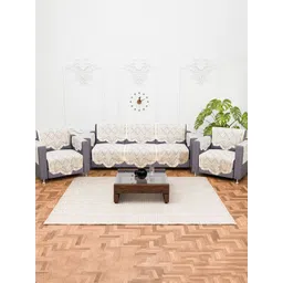 Kuber Industries Cream-Coloured 16 Pcs Printed Cotton 5 Seater Sofa Cover With Arms-picture-36