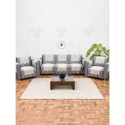 Kuber Industries Cream-Coloured 16 Pieces Printed Cotton 5 Seater Sofa Cover With Arms-picture-14