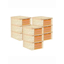 Kuber Industries Cream-Coloured 6 Pieces Floral Printed Drawer Organiser-image-10