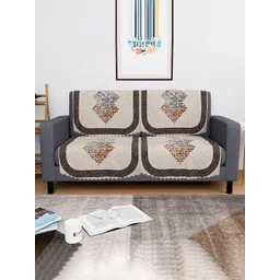 Kuber Industries Cream-Coloured 6 Pieces Printed 2 Seater Sofa Cover-image-8