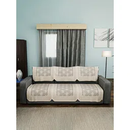 Kuber Industries Cream-Coloured 6 Pieces Self Design Cotton 3 Seater Sofa Covers-image-36